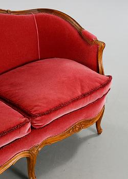 A sofa in the style of rococo by Lani, Malmö, second half of the 20th century.
