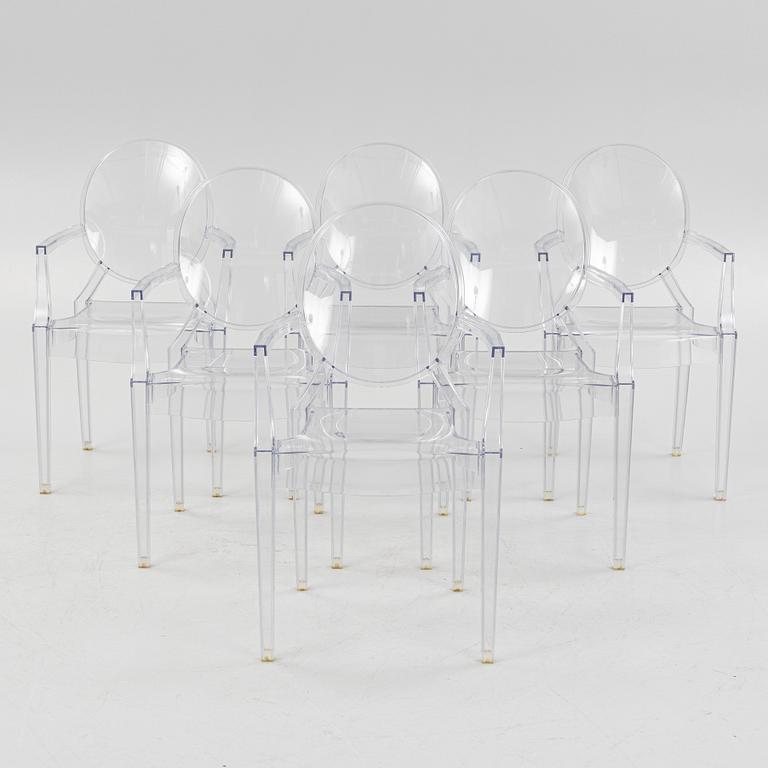 Philippe Starck, stolar, 6 st, "Louis Ghost", Kartell, Italien.