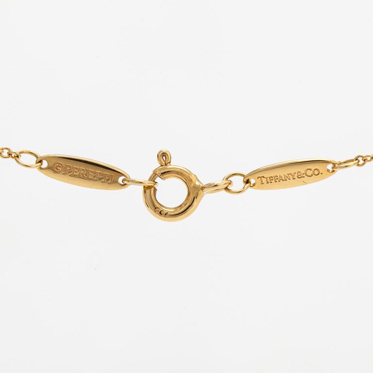 Tiffany & Co, Elsa Peretti, halsband, 18K guld och diamant ca 0.12 ct.