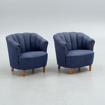 A pair of Swedish Modern armchairs, Swedish Modern, 1940's/50's.