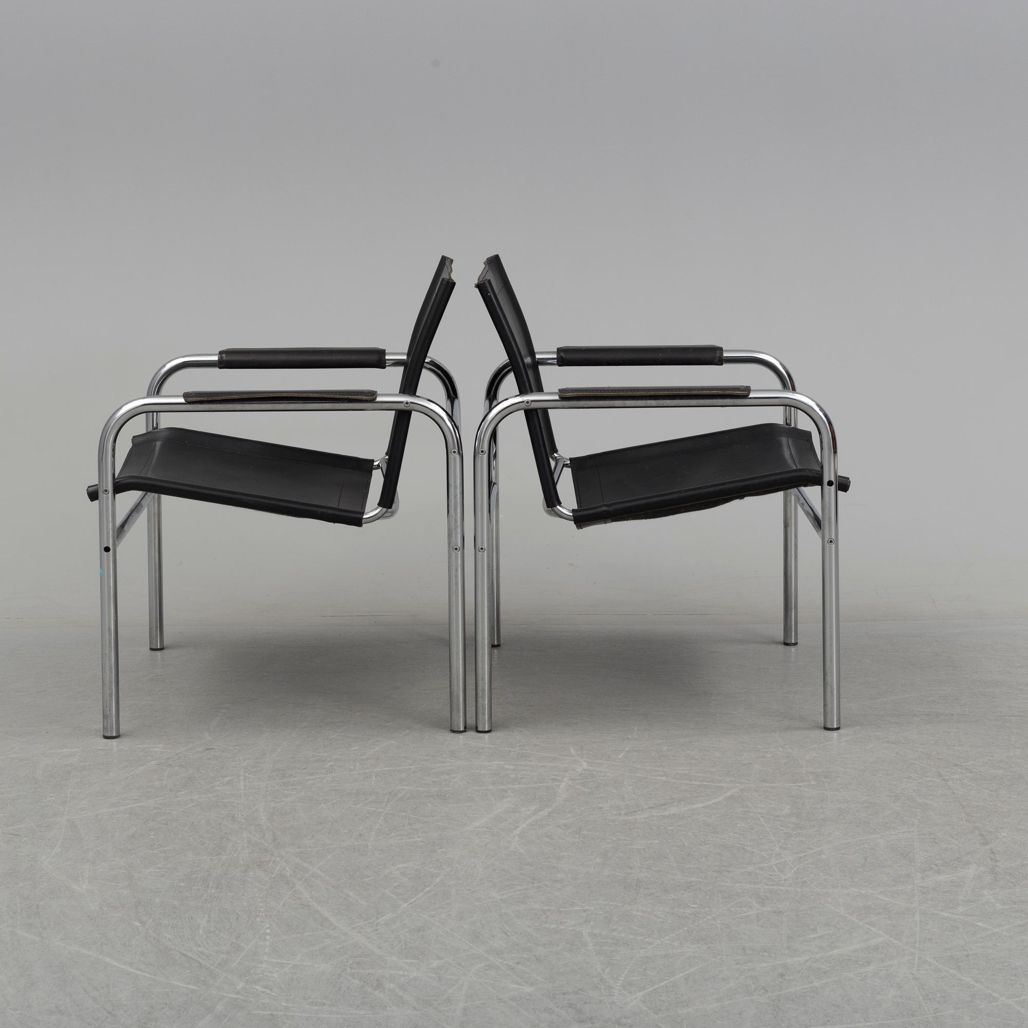 TORD BJÖRKLUND, a pair of 'Klinte' tubular steel easy chairs from IKEA.