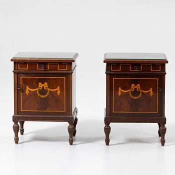 Bedside tables, a pair, first half of the 20th century.