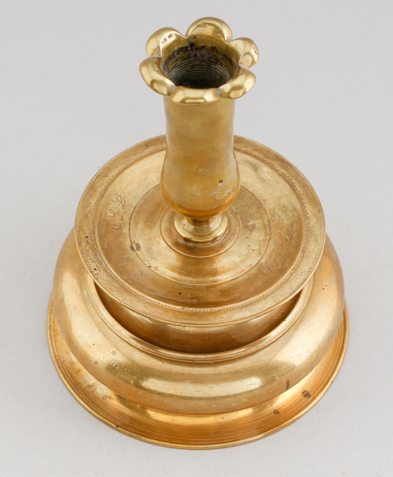 LJUSSTAKE, mässing, 1700-tal.