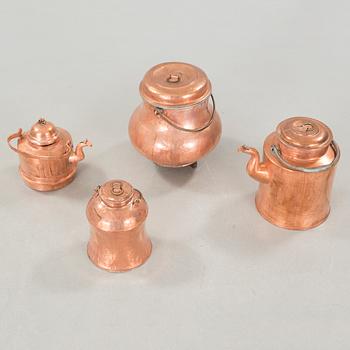 Four copper objects, 19th century.