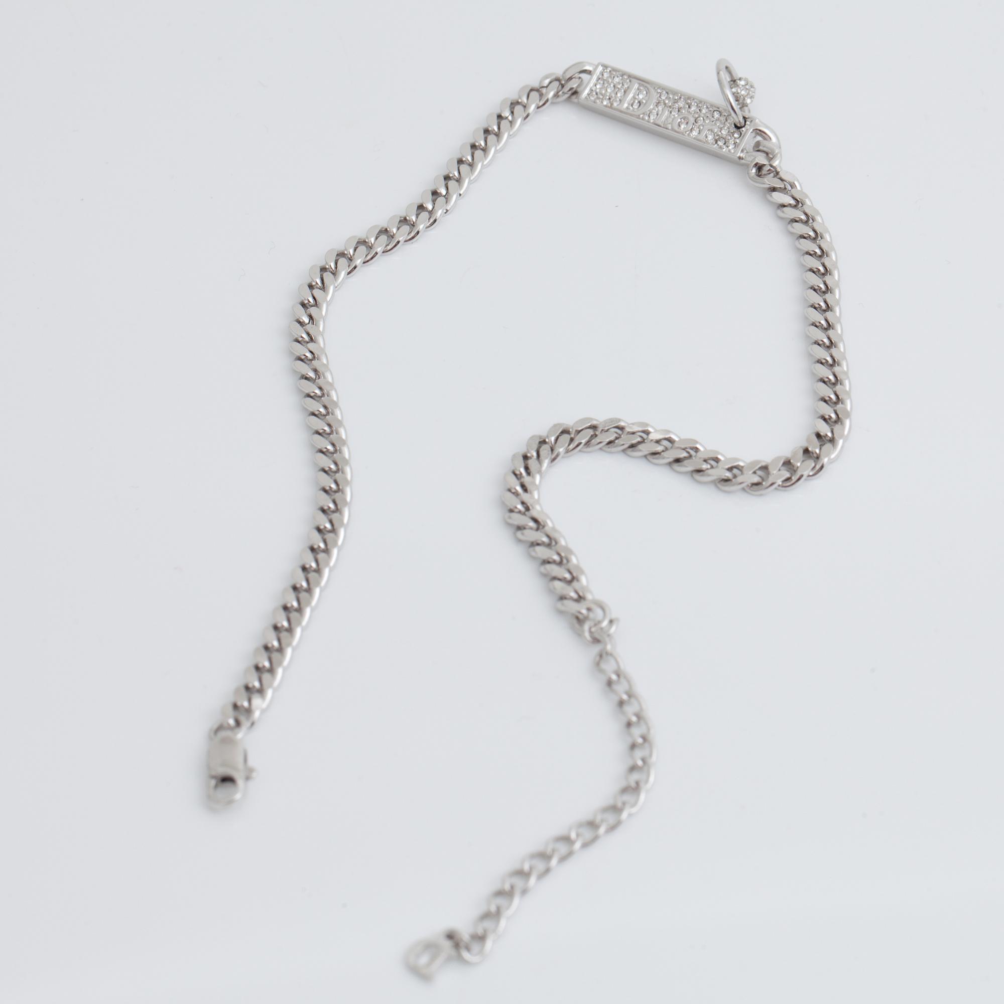 COLLIER, vitmetall samt strass, Christian Dior.