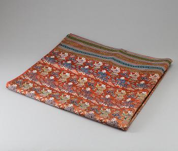 A Chinese silk "100 boys" silk blanket, late Qing dynasty/early 20th Century.