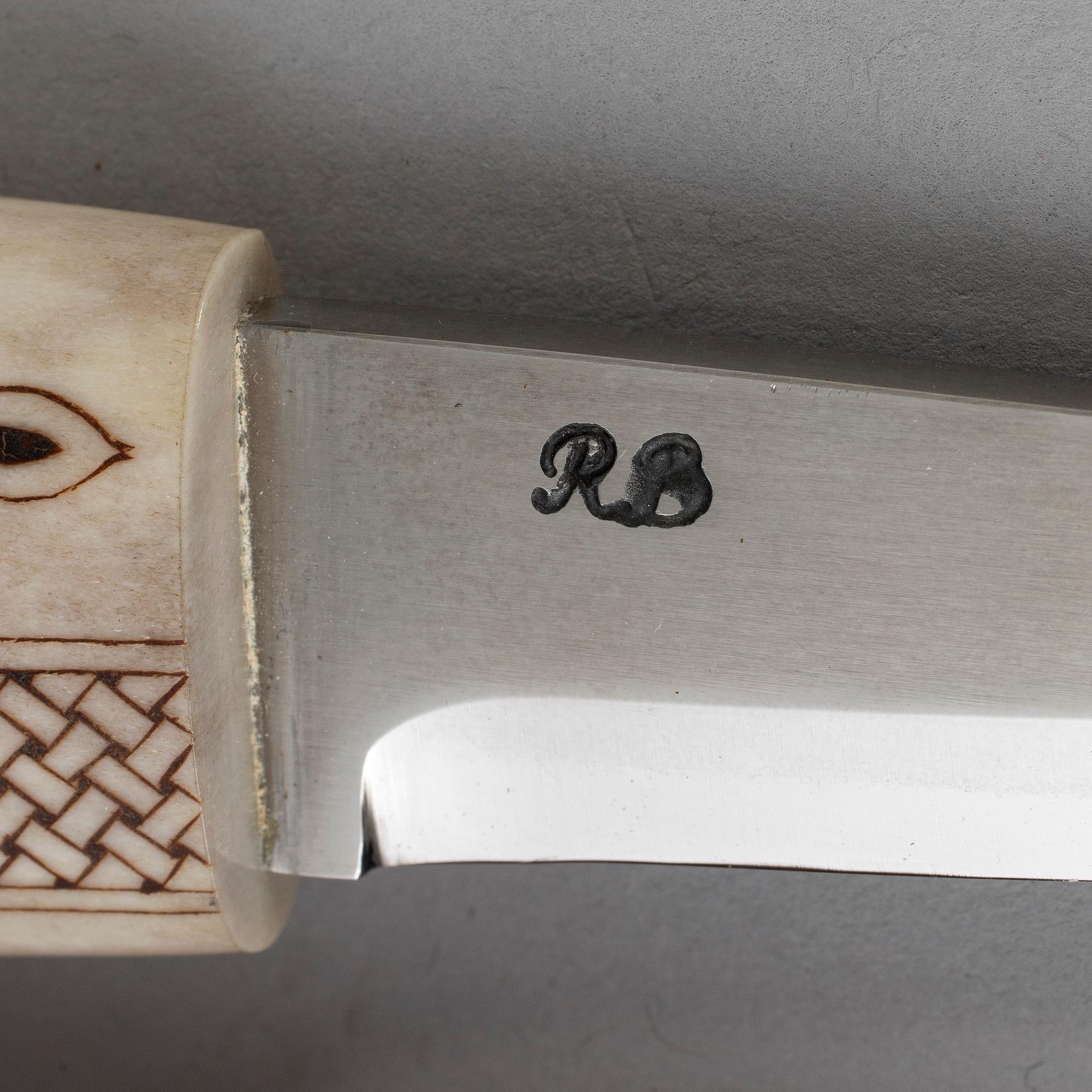 STEFAN GROTH, a Sami reindeer horn knife, signed SG and dated 2000.
