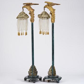 A pair of Art Deco chinoiserie floor lamps, 1920's.