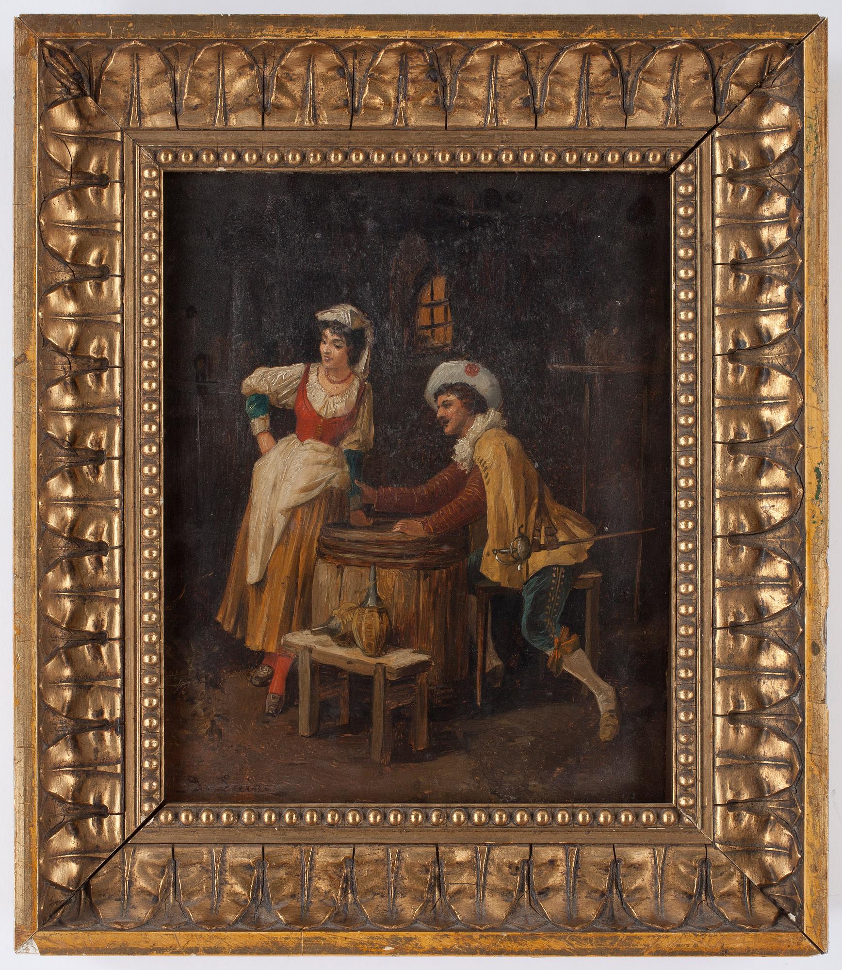 OKÄND KONSTNÄR. Kopia efter Bernardino Luini. Oljemålning på pannå. 1900-tal.