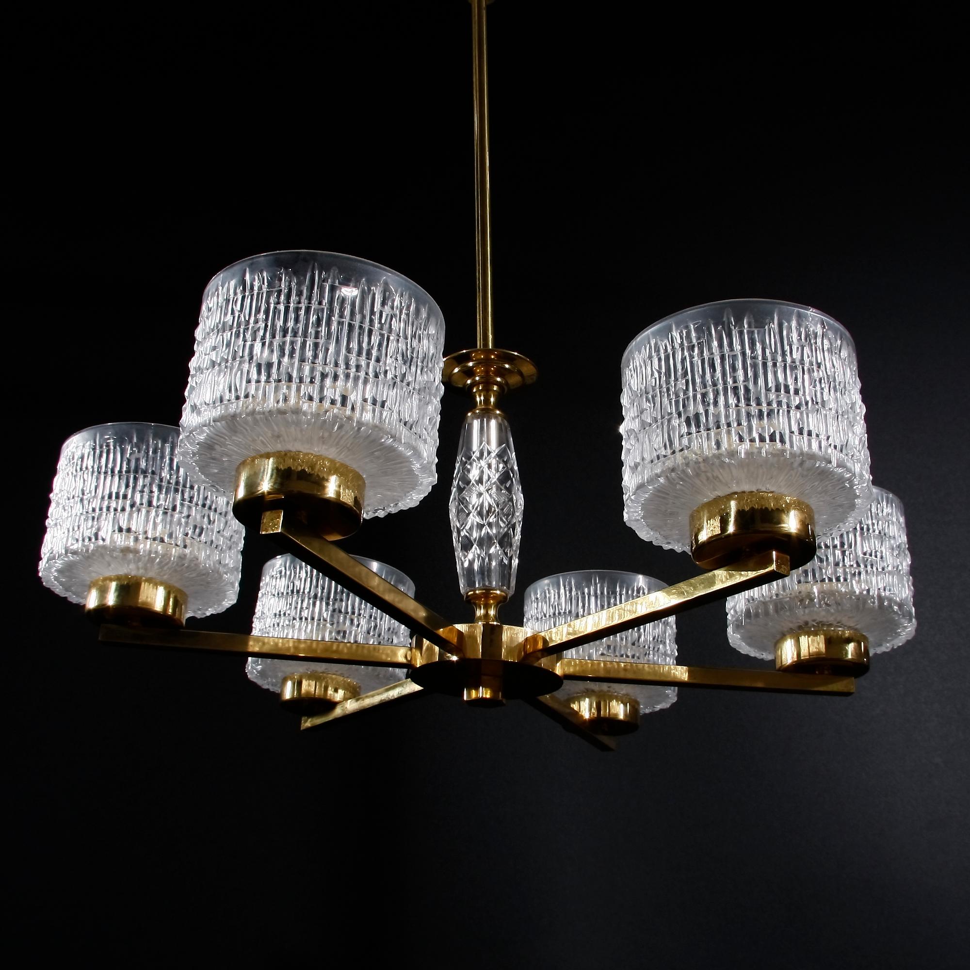 TAKARMATUR, glas och mässing, troligen Orrefors.