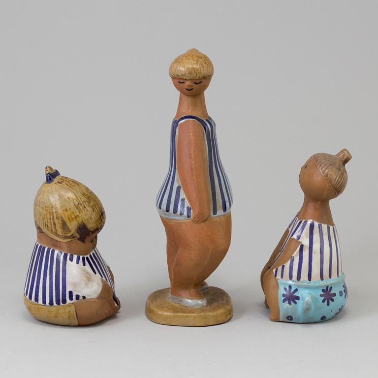 Three Lisa Larson stoneware figurines from the series 'Larsons ungar', Gustavsberg.