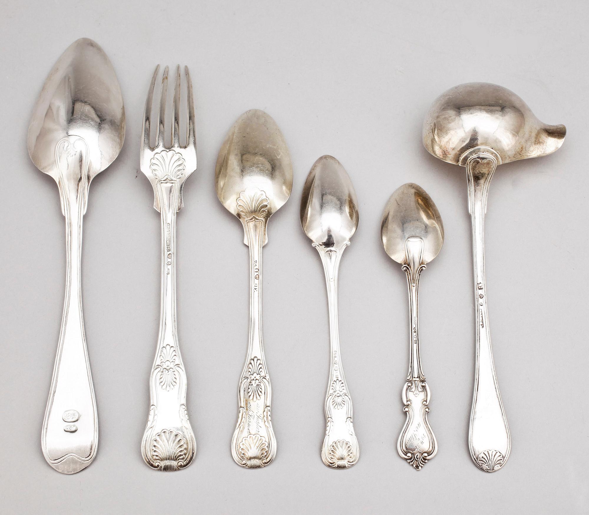 PARTI BESTICK, 22 delar, silver, bla Lars Fredin, Söderhamn, främst 1800-tal. Vikt ca 992 g.