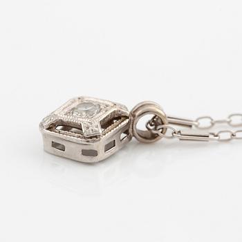 Pendant, 14K white gold with brilliant-cut diamond, with chain.
