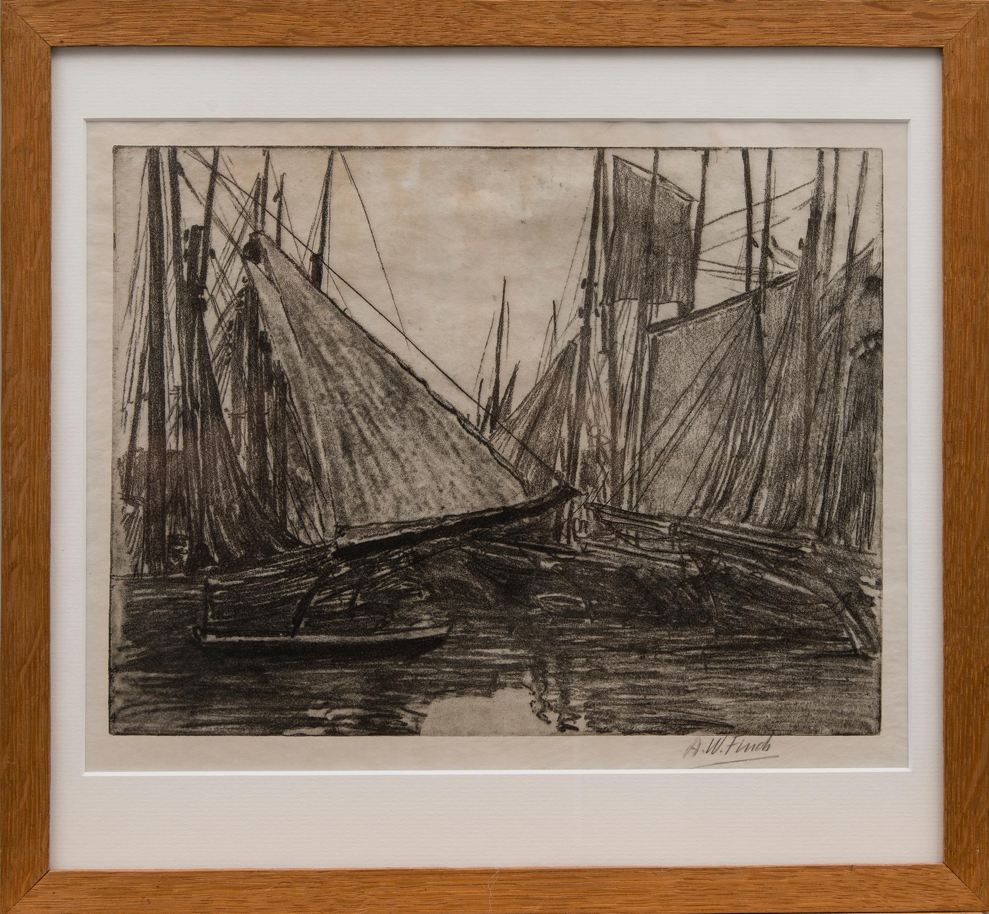 ALFRED WILLIAM FINCH, etsning, signerad.