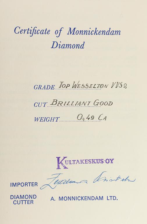 DIAMANT, briljantslipad 0,49 ct D-E (River) / VVS2.