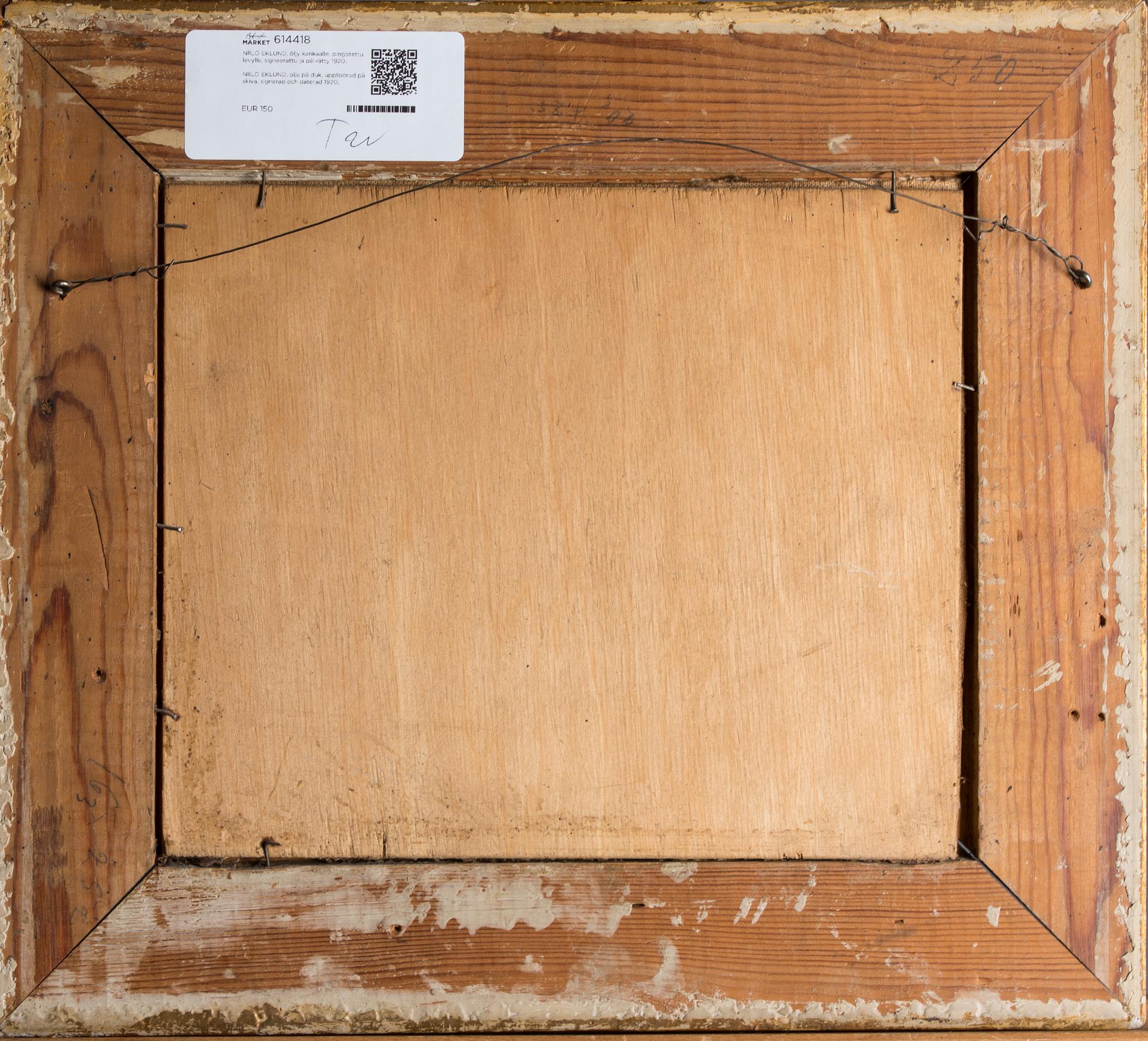 NIILO EKLUND, olja på duk, uppfodrad på skiva, signerad och daterad 1920.