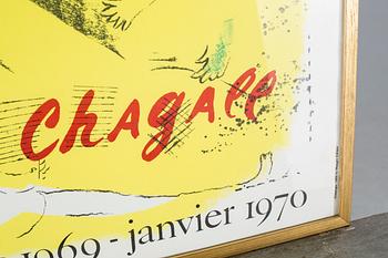 Two lithographic exhibit posters in colors after Marc Chagall, Mourlot, second half of the 20th century.