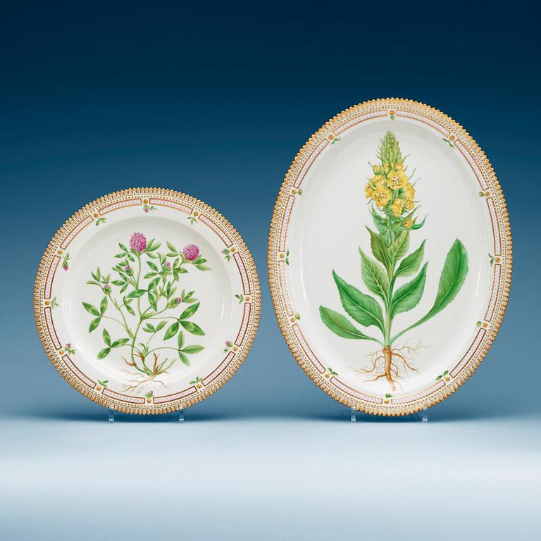 Two Royal Copenhagen "Flora Danica" serving dishes, Denmark, 20th Century.