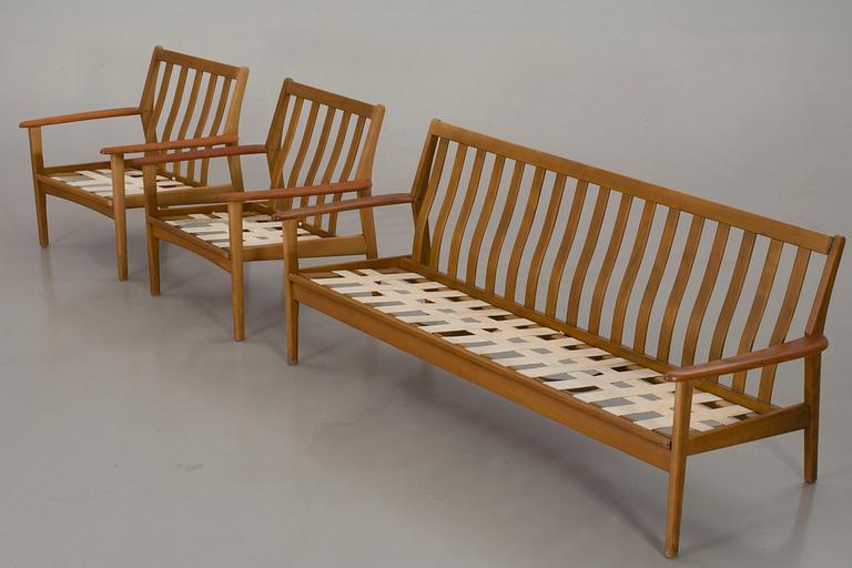 SOFFA och FÅTÖLJER, ett par, "Esbjerg", IKEA,1900-talets mitt.