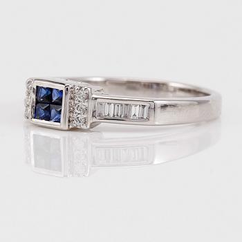 RING, 14K vitguld, safirer och diamanter.