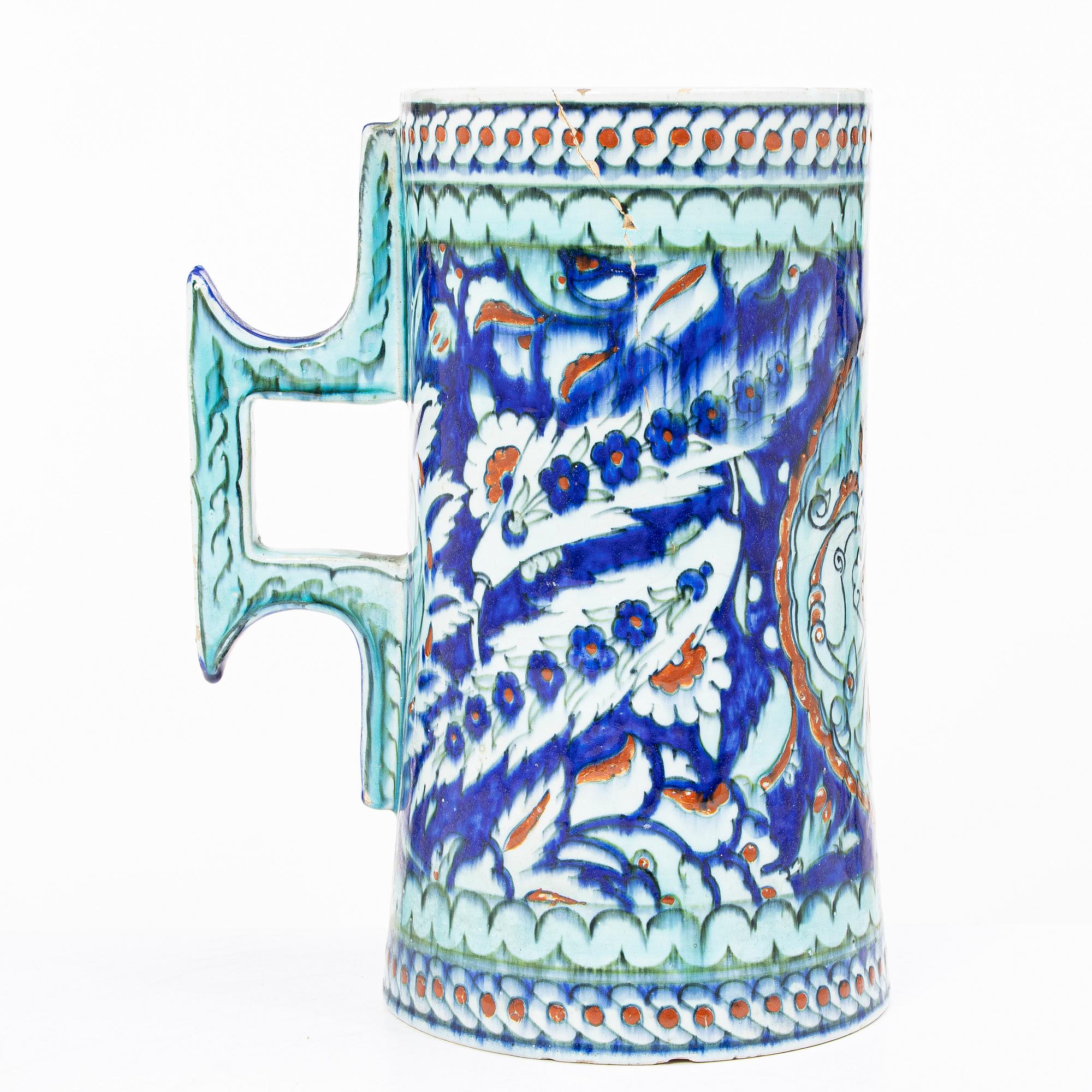 Stop, glaserat lergods, troligen Europa efter Iznik-förlaga, 1800-tal.