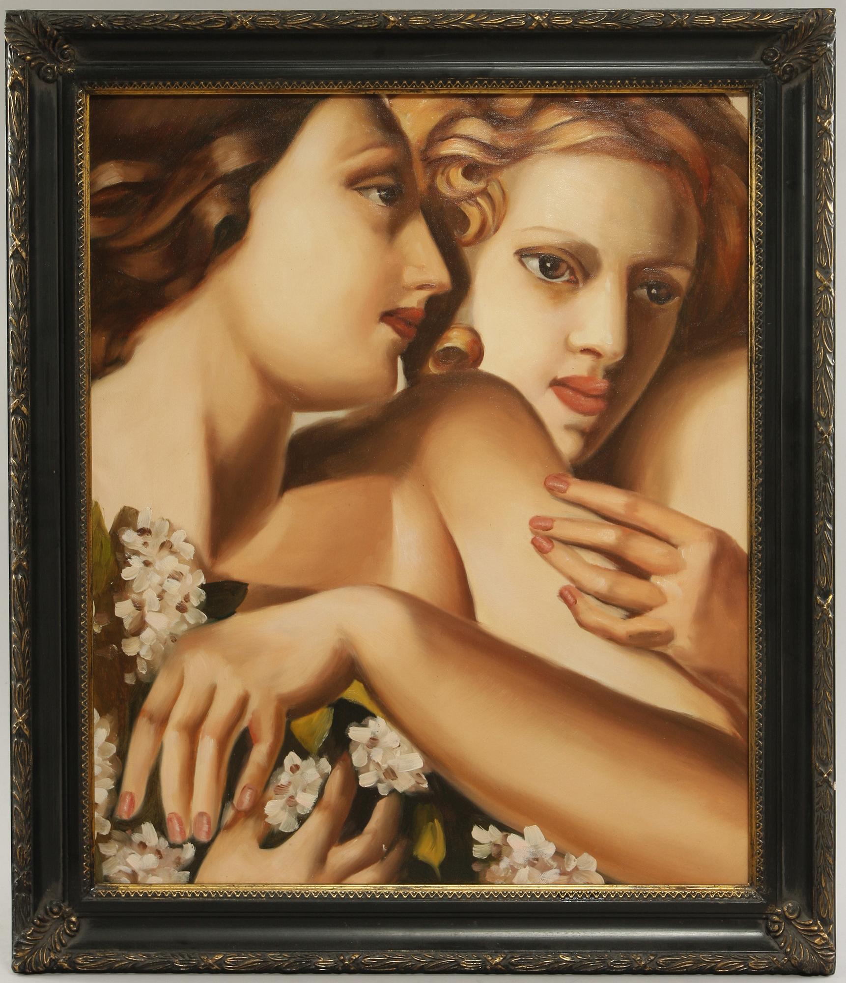OKÄND KONSTNÄR, kopia efter Tamara di Lempicka, olja på duk, 1900/2000-tal.