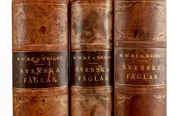 The von Wright brothers, books, 3 volumes, "Svenska fåglar",A. Börtzells tryckeri AB, Stockholm, 1924-1929.