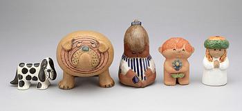 FIGURINER, 5st, stengods, Lisa Larson, Gustavsberg, 1900-talets andra hälft.