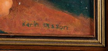 Karin Olsson, oil/collage on canvas, signed.