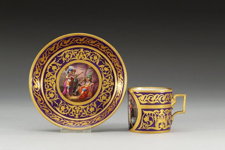 A Vienna cup with stand, ca 1800.