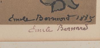 ÉMILE BERNARD, träsnitt. Stämpelsignerad HC.