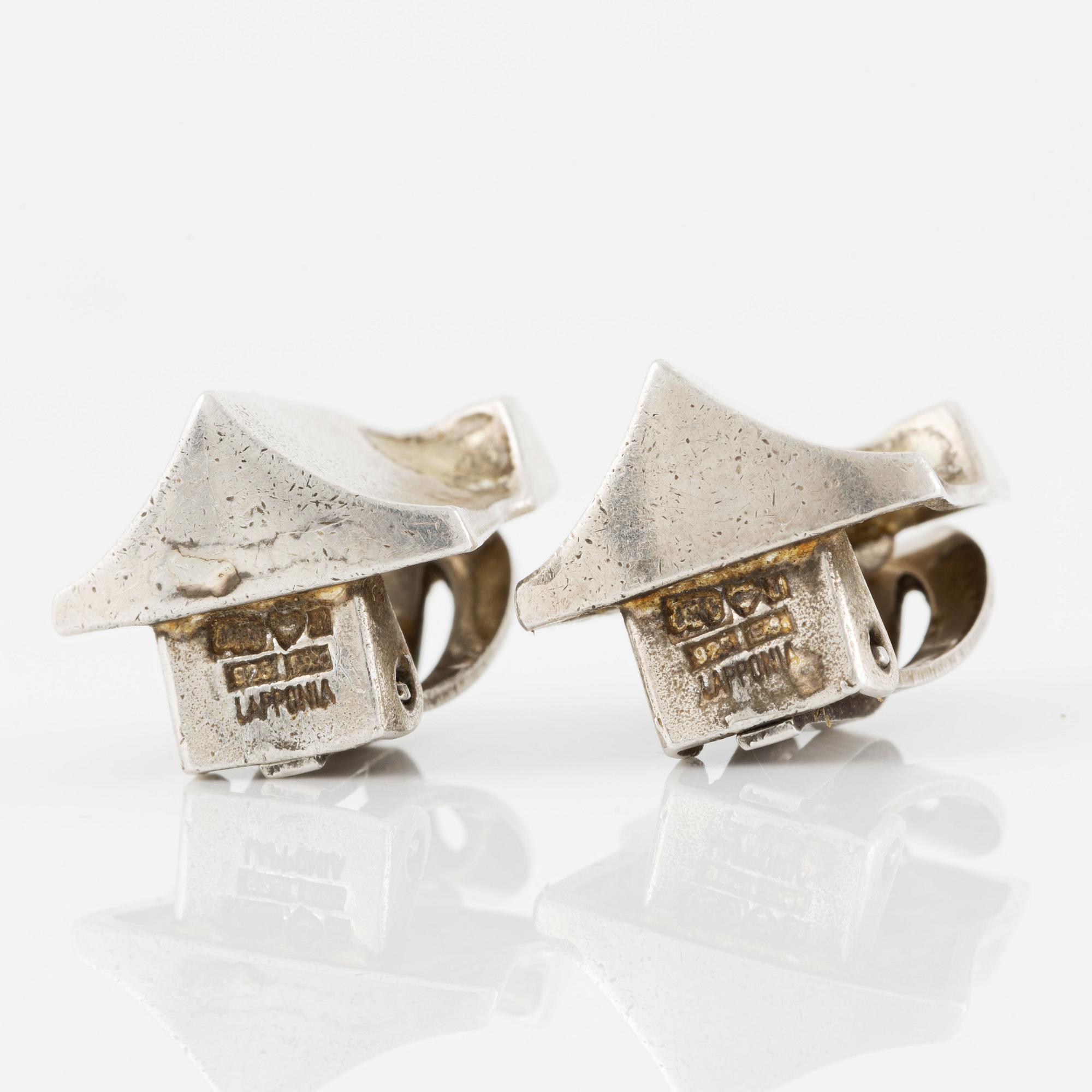 Björn Weckström/Lapponia, örhängen, clips, sterlingsilver, "Muletta".