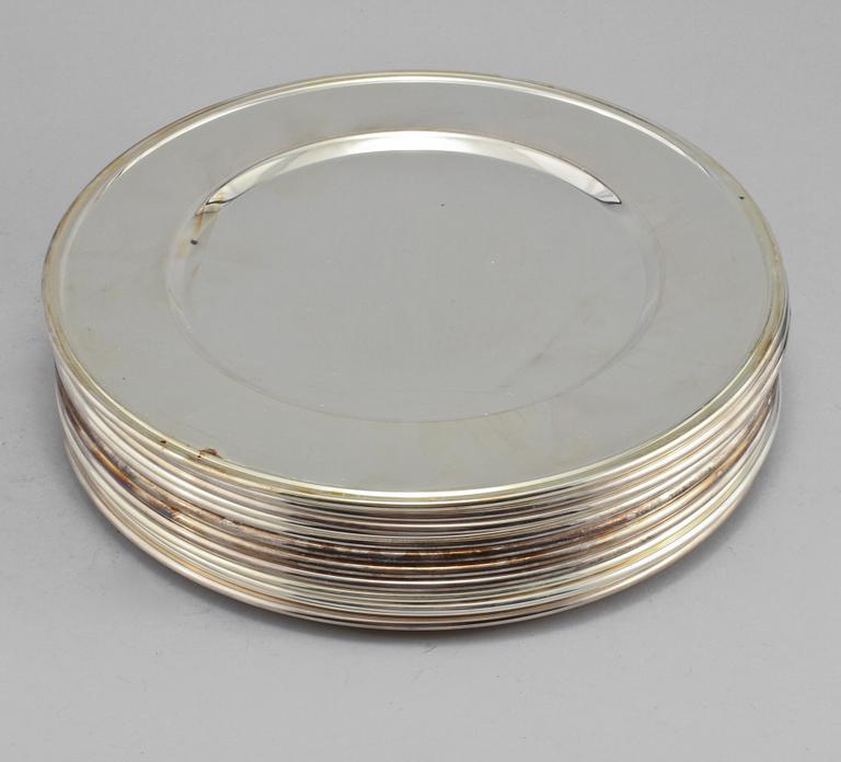 KUVERTTALLRIKAR, 12 st, vitmetall. 1900-talets andra hälft.