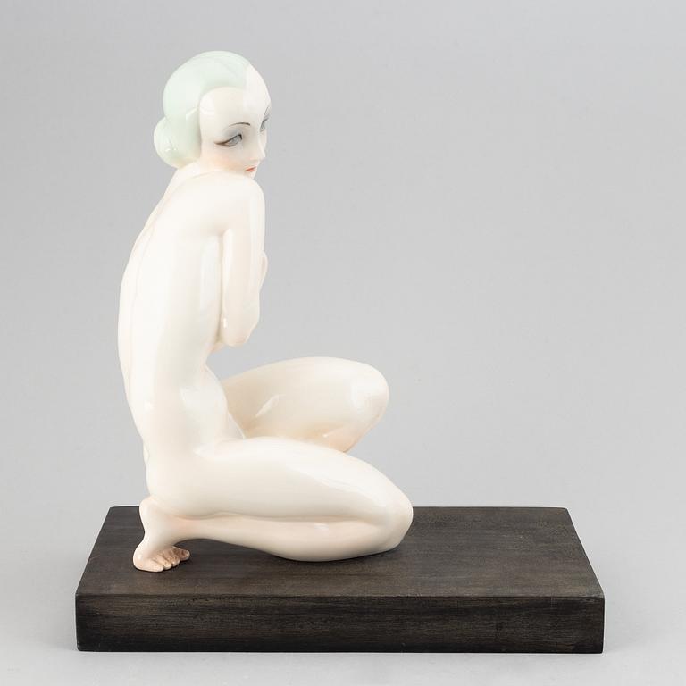 Sandro Vacchetti, a rare creamware figure of a female nude, Essevi, Italy ca 1935.