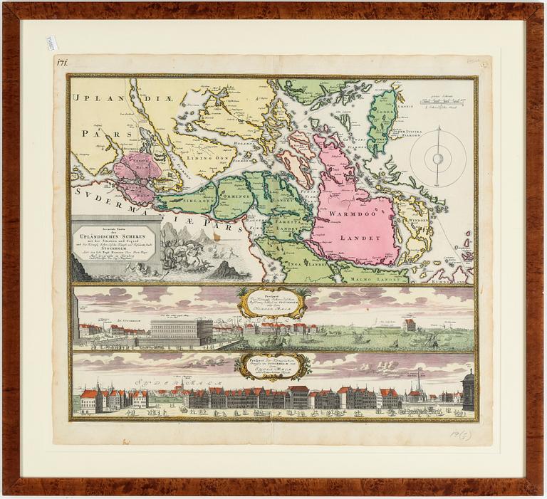 KARTA, kopparstick, "Accurate Carte der Upländischen Scheren mit...", 1700-tal.