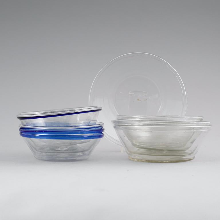 SKÅLAR, 11 st, glas, filbunkeskålar, 1800-tal.