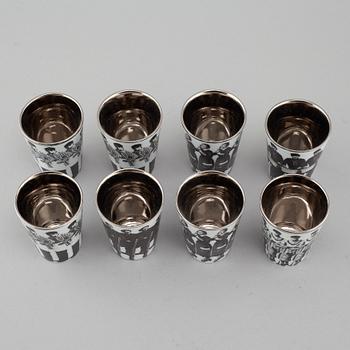 Eight porcelain shot glasses by Åsa Lindström for Rörstrand, 21th century.