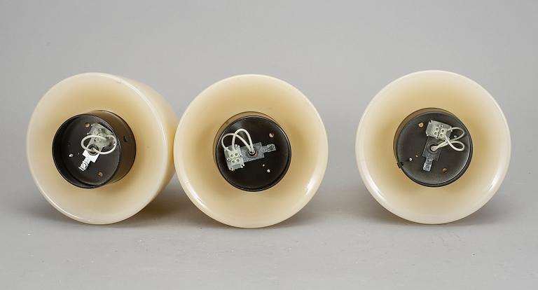 TAKLAMPOR, 3 stycken, glas, Böhlmark, 1930-tal.