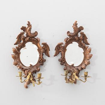 Väggappliquer ett par Louis XV-stil sent 1800-tal.