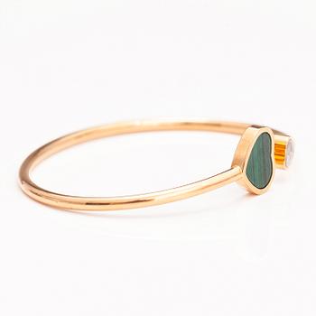 CHOPARD. A 18K gold bracelet "Happy hearts" with a diamond and malakite. Marked 857482, 6508783 and Made in Germany.