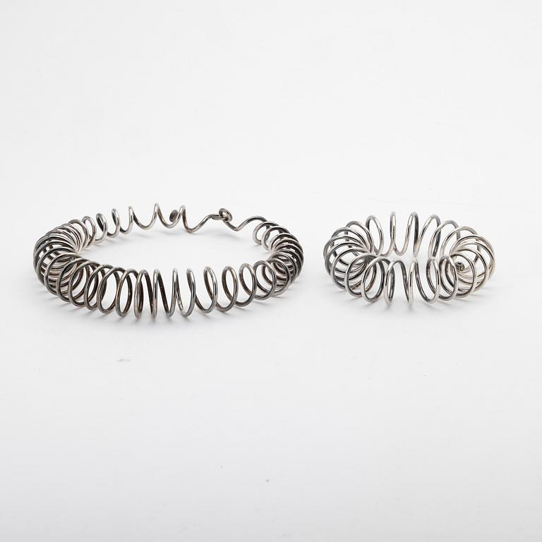Necklace and Bracelet, Sterling Silver.