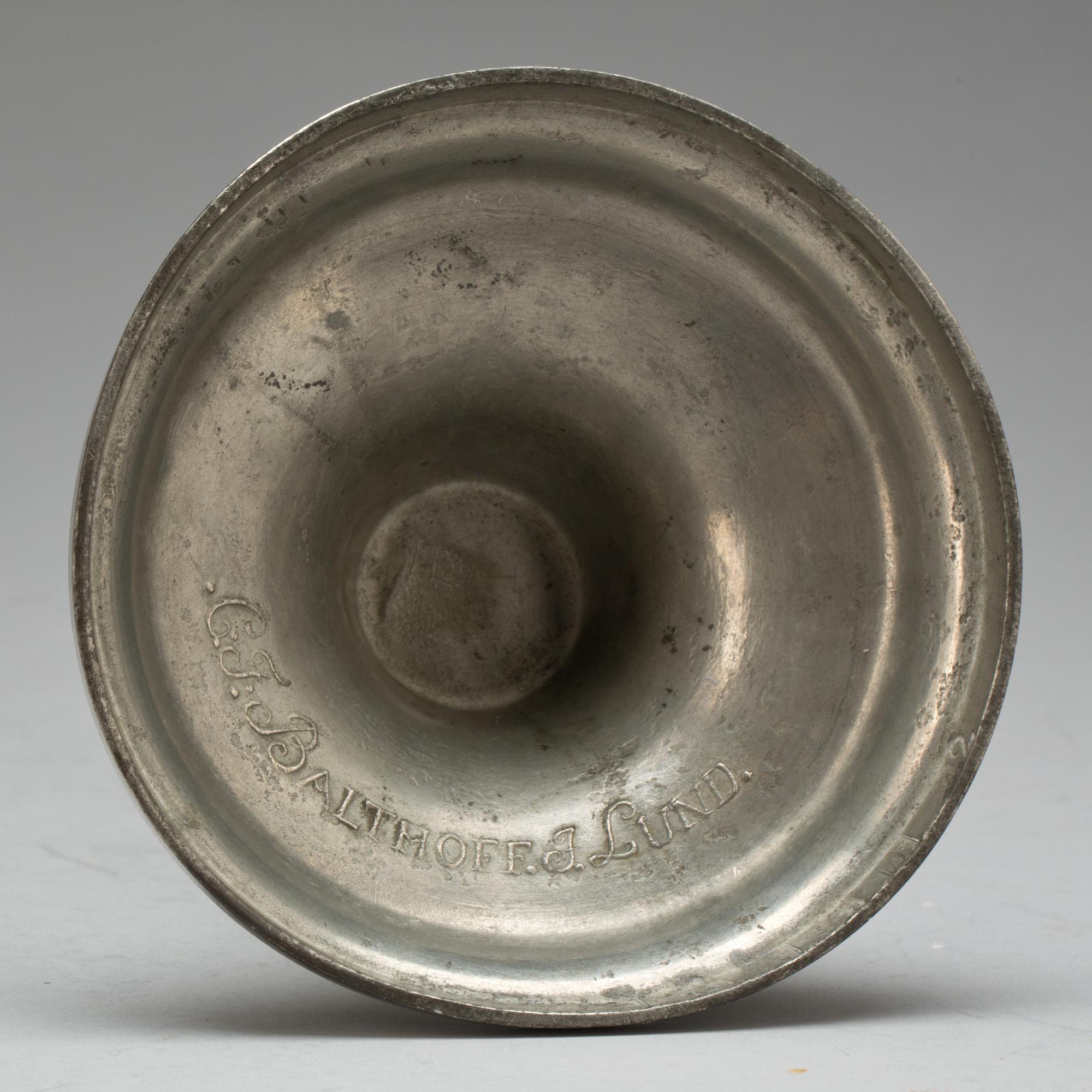 LJUSSTAKE, tenn, Christian Friedrich Balthoff, Lund, 1799.