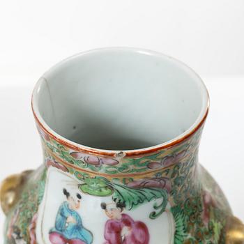 A famille rose vase with cover and a vase, Qing dynasty, Kanton, 19th century.