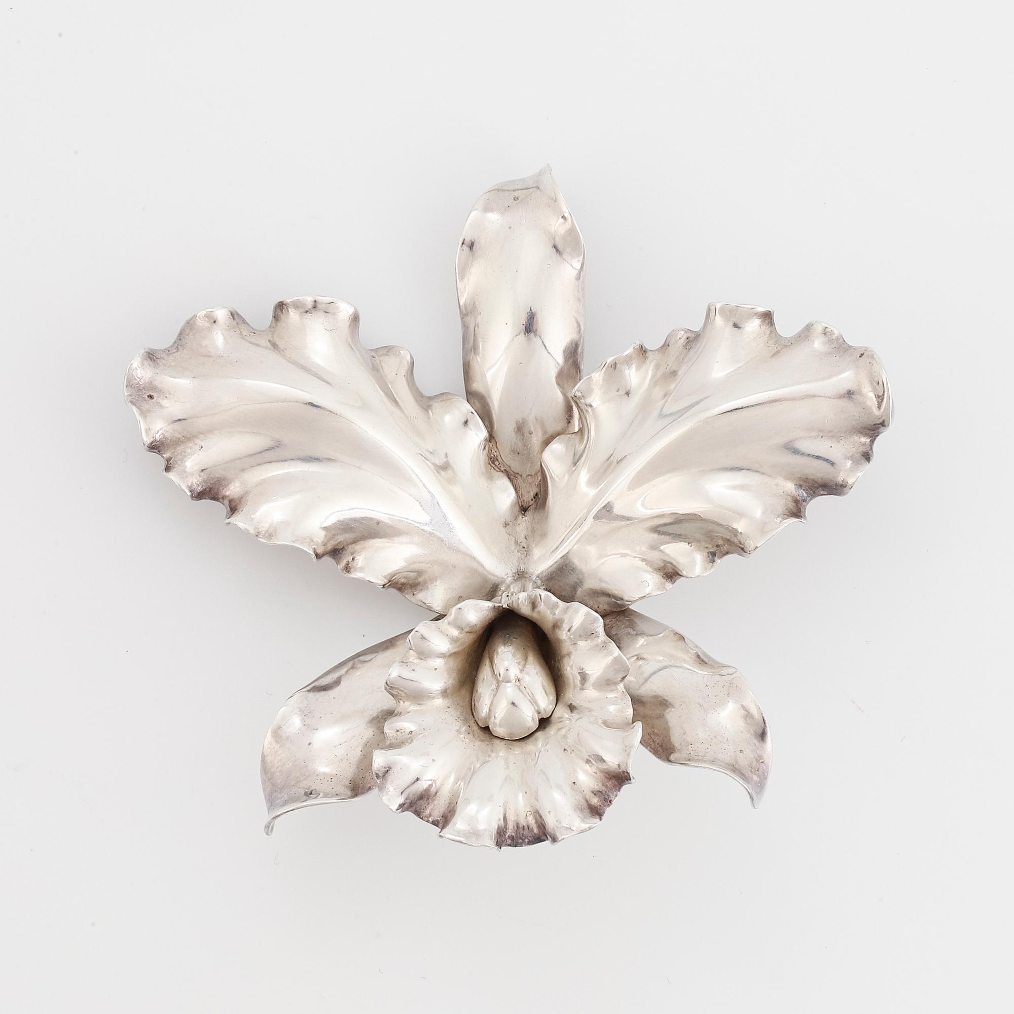 WIWEN NILSSON, brosch, orkidé, silver.