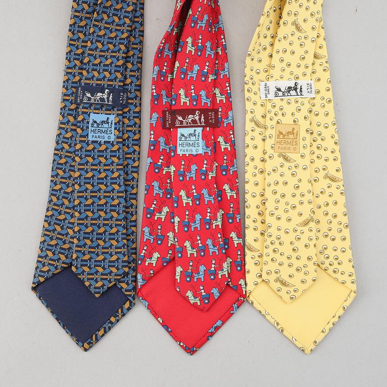 Hermès, three silk ties.