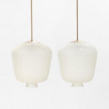 Flygsfors Glasbruk, a pair of ceiling lamps, version of model "513 P", 1940-50s.