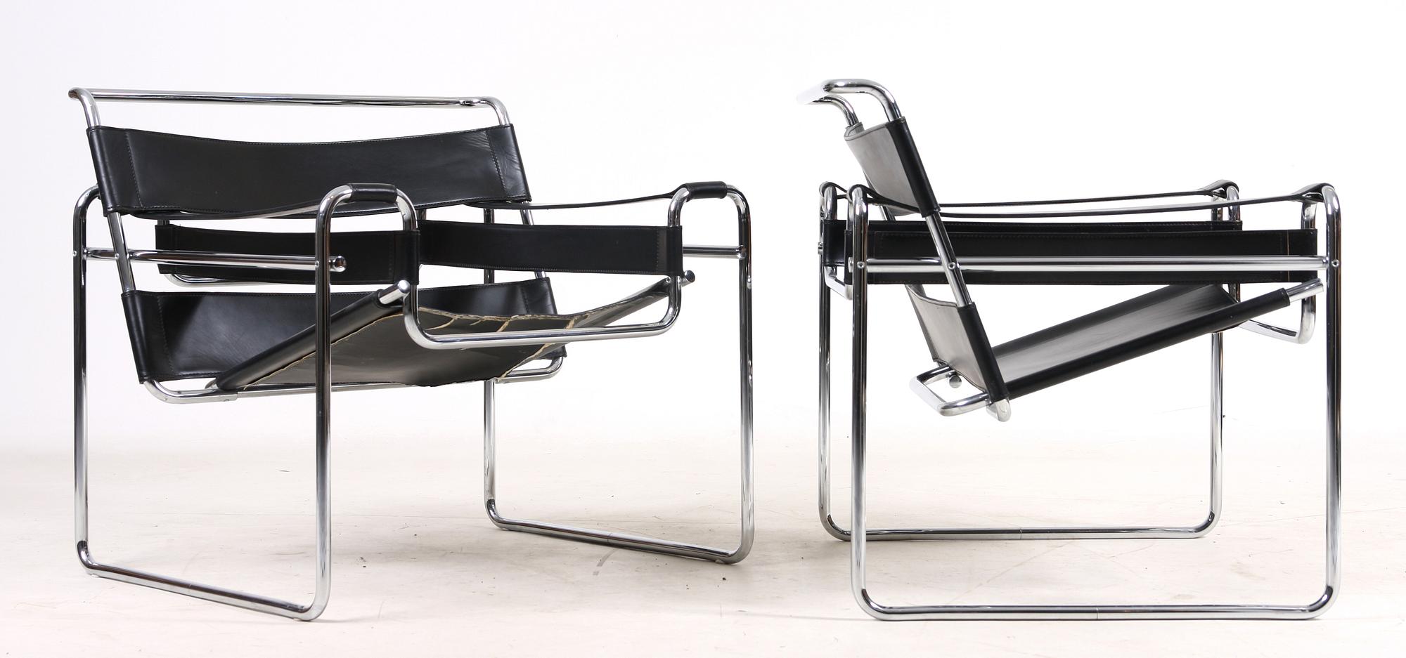 FÅTÖLJER ett par, efter Marcel Breuer, "Wassily"/"B3".