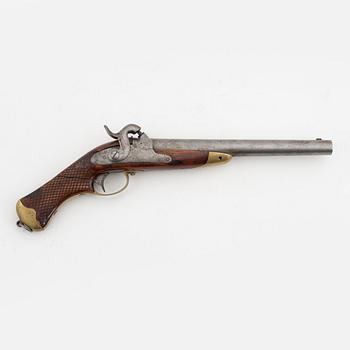 A Swedish smooth bored percussion pistol, 1850 pattern.