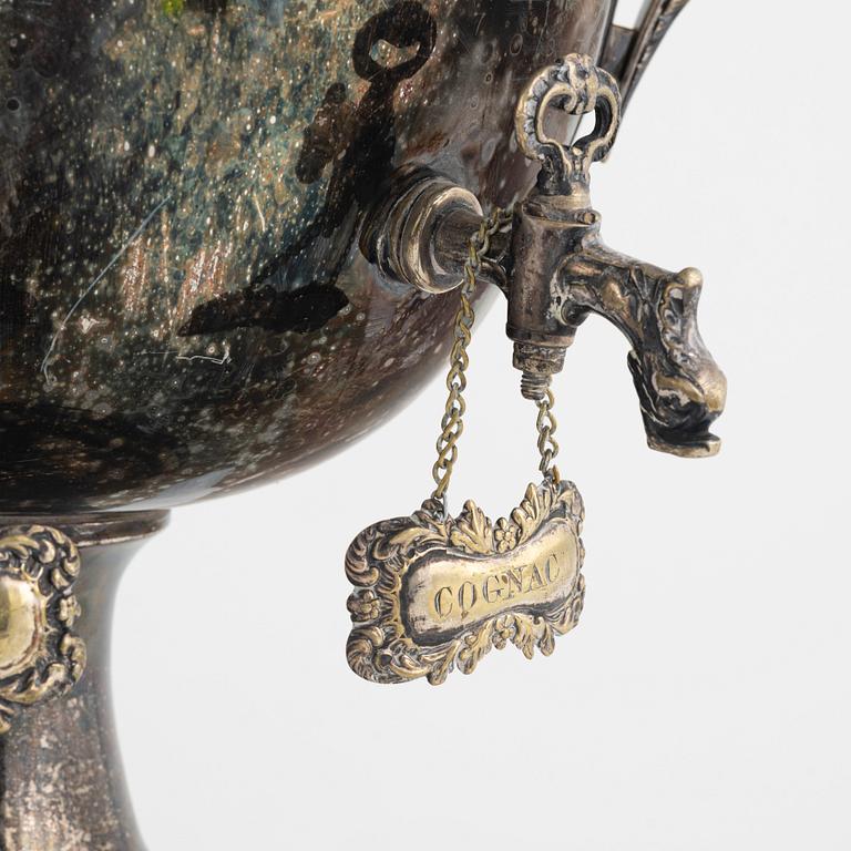 C.R. Carlström, brännvinskylare, nysilver, tidigt 1900-tal.