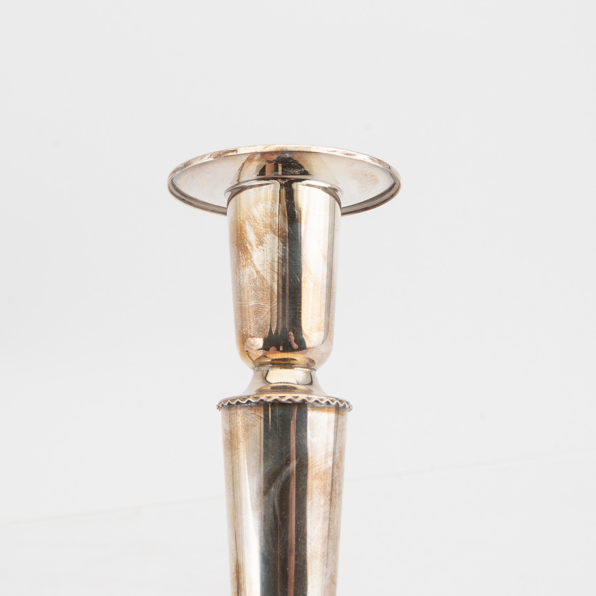 K&E Carlson ljusstakar ett par silver Göteborg 1965.